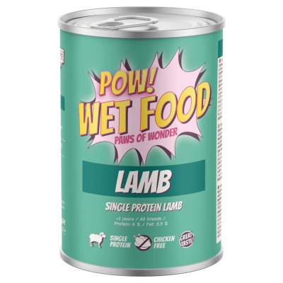 Zoom bild av POW Dog Adult Lamb Burk 400g hundfoder blötmat lamm singelprotein kycklingfritt skonsam känslig mage hund