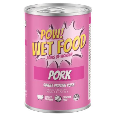 Zoom bild av POW Dog Adult Pork Burk 400g hundfoder blötmat fläsk gris singelprotein kycklingfritt hög smaklighet