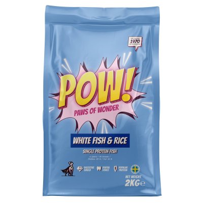 Zoom bild av POW! Dog Adult White Fish & rice vitfisk ris singelprotein fisk probiotika tandsten snällt mot magen mineraler