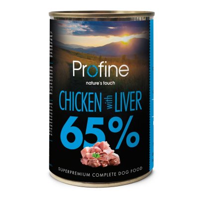 Zoom bild av Pro Fine 65% Chicken & Chicken Liver 400g kyckling lever hundfoder helfoder spannmålsfritt rent kött skonsamt känsliga magar oem