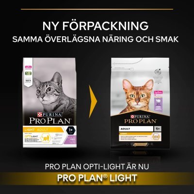Zoom bild av kattfoder kattmat optilight vuxen katt övervikt kalkon matsmältning proplan light