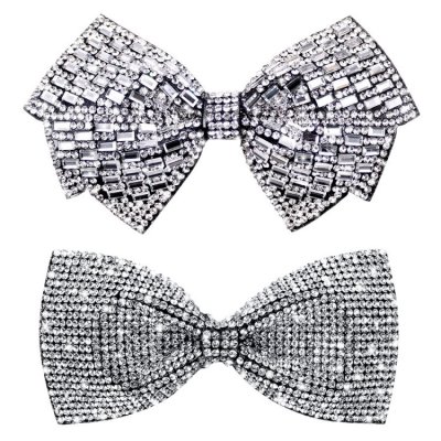 Zoom bild av Rosett Glitter Silver Disco 11x7cm