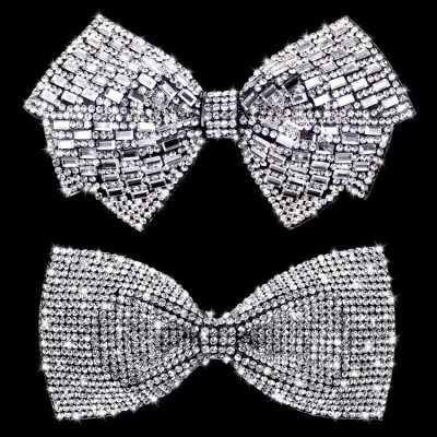 Zoom bild av Rosett Glitter Silver Disco 11x7cm