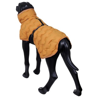Zoom bild av rukka bubble coat honey gul saffransgul fodrad vintertäcke hundtäcke bubbligt duntäcke hund sportigt modernt gul svart