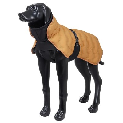 Zoom bild av rukka bubble coat honey gul saffransgul fodrad vintertäcke hundtäcke bubbligt duntäcke hund sportigt modernt gul svart