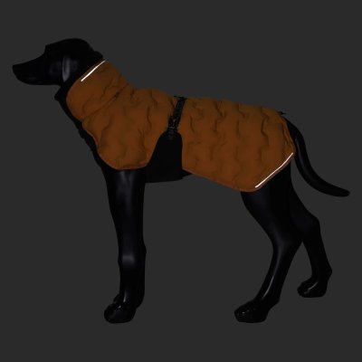 Zoom bild av rukka bubble coat honey gul saffransgul fodrad vintertäcke hundtäcke bubbligt duntäcke hund sportigt modernt gul svart