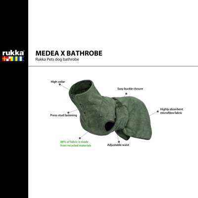 Zoom bild av Rukka Medea X Bathrobe Olivgrön dark olive badrock hundbadrock handduk