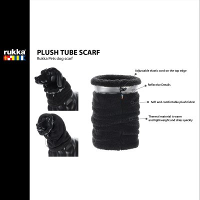 Zoom bild av Rukka Pets Plush Tube Scarf black hundhalsduk svart reflex halsduk hund vinter scarf värmande hundtillbehör skydd för hundens ör