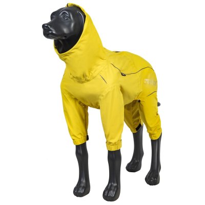 Zoom bild av rukka protect overall yellow gul hundoverall regnoverall regntäcke hund regnställ vattentätt justerbart