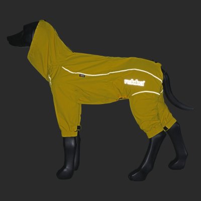 Zoom bild av rukka protect overall yellow gul hundoverall regnoverall regntäcke hund regnställ vattentätt justerbart