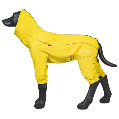 Zoom bild av rukka protect overall yellow gul hundoverall regnoverall regntäcke hund regnställ vattentätt justerbart