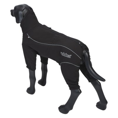 Zoom bild av hundoverall vinteroverall varm vintertäcke hundtäcke hundkläder varmt vinter kallt hund rukka svart