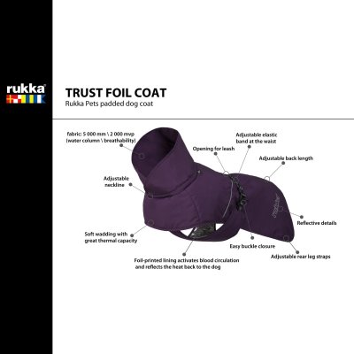 Zoom bild av rukka pets trust foil coat plum plommon lila hundtäcke vintertäcke varmt vinter kallt hund fodrat mjukt