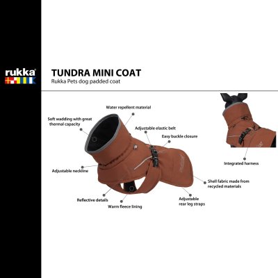 Zoom bild av rukka tundra mini coat tile red hundtäcke för små hundar små storlekar hund roströd vintertäcke mini