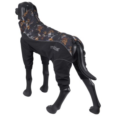 Zoom bild av rukka windmaster overall black svart mönster vindskydd hundoverall hundtäcke vindtäcke justerbar vattenskydd regnskydd reflex