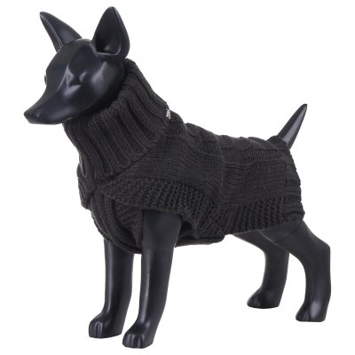 Zoom bild av rukka wooly knitwear mörkgrå hundtröja stickad hemstickad stil dark grey d.grey flätstickad myströja varm ullblandning ulltröja