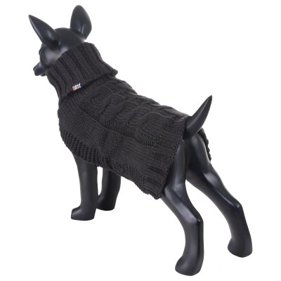 Zoom bild av rukka wooly knitwear mörkgrå hundtröja stickad hemstickad stil dark grey d.grey flätstickad myströja varm ullblandning ulltröja