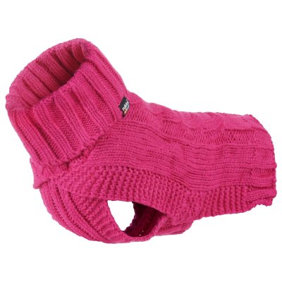 Zoom bild av rukka wooly knitwear rosa pink hundtröja stickad hemstickad stil flätstickad myströja varm ullblandning ulltröja