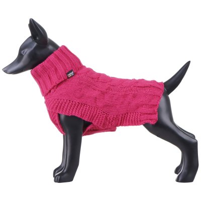 Zoom bild av rukka wooly knitwear rosa pink hundtröja stickad hemstickad stil flätstickad myströja varm ullblandning ulltröja