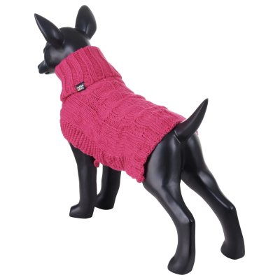 Zoom bild av rukka wooly knitwear rosa pink hundtröja stickad hemstickad stil flätstickad myströja varm ullblandning ulltröja