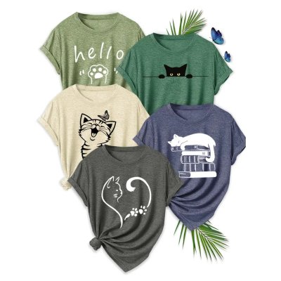 Zoom bild av cat mom t-shirt tröja ttröja tisha kattmotiv kattröja pet cat life butterfly books looking up husse matte jennys hund o katt