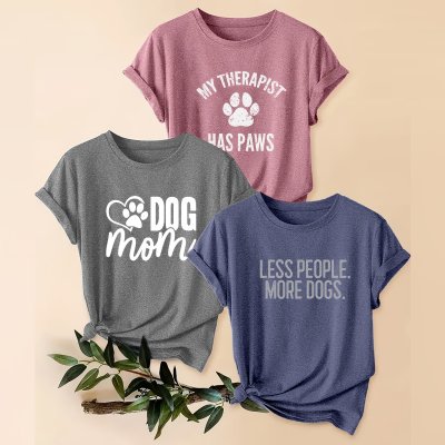t-shirt tshirt tröja tisha dog mom hund husse matte my therapist has paws less people more dogs jennys hund och katt blå grå ros