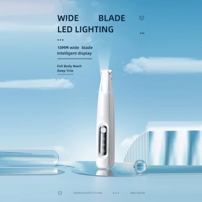 Zoom bild av Tasstrimmer liten tyst, laddningsbar, vit 16 cm usb c laddas batterifri tystgående med lampa ny design smidig trådlös hund katt