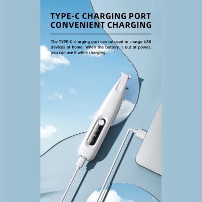 Zoom bild av Tasstrimmer liten tyst, laddningsbar, vit 16 cm usb c laddas batterifri tystgående med lampa ny design smidig trådlös hund katt