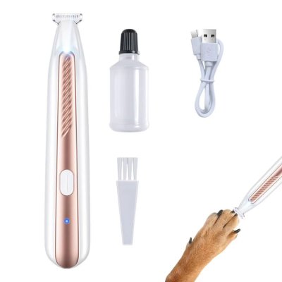 Zoom bild av Tasstrimmer liten tyst, laddningsbar, vit 16 cm usb c laddas batterifri tystgående med lampa ny design smidig trådlös hund katt