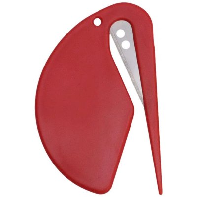 Zoom bild av tovkniv tovskärare tovutredare pälsvård hund katt lång päls kniv skär plast turkos vit röd svart gul