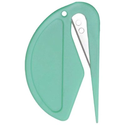 Zoom bild av tovkniv tovskärare tovutredare pälsvård hund katt lång päls kniv skär plast turkos vit röd svart gul