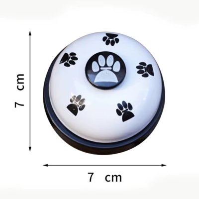 Zoom bild av Träningsringklocka med tassar Vit svart ringklocka träningsklocka med tasstryck hund katt träning