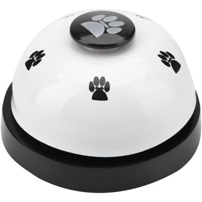 Zoom bild av Träningsringklocka med tassar Vit svart ringklocka träningsklocka med tasstryck hund katt träning