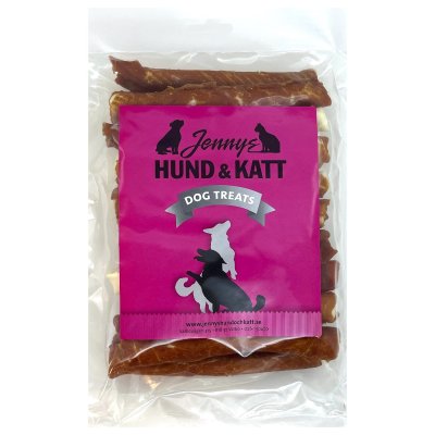 Zoom bild av hundtugg tuggpinnar tuggrullar anka hund tugg hundgodis hundsnacks ankkött