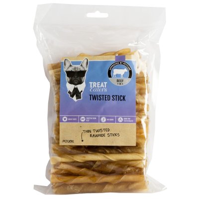 Zoom bild av Treateaters Twisted Stick Natural 8 mm, 100-pack tuggben hundtugg naturlig kohud nötkreatur tuggpinnar 500g
