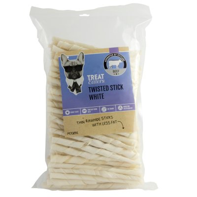Zoom bild av Treateaters Twisted Stick White 8 mm, 100-pack tuggpinnar hundtugg tuggben kokta milda för magen naturliga
