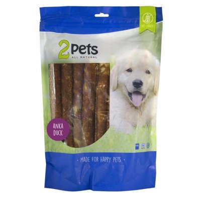 Zoom bild av tuggrulle tuggpinne tuggpinnar hundtugg anka ankfilé naturligt spannmålsfritt gott hundgodis bra för tänderna trixie 2pets flerp