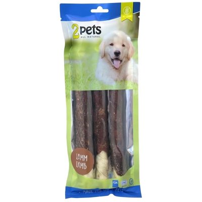 Zoom bild av hundtugg tuggben tuggpinne tuggrullar råhud lammkött hundgodis belöning spannmålsfria lamm hund trixie