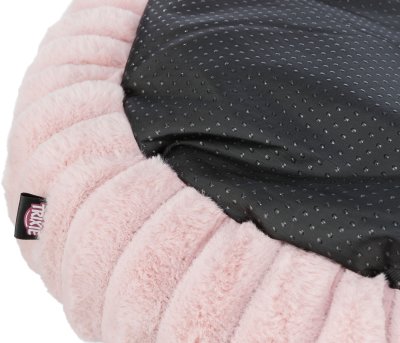 Zoom bild av hundbädd kattbädd mjuk bädd fluff rosa sovbädd mysbädd ljusrosa hund katt