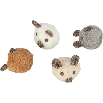 Zoom bild av björn kattleksak plysch kattmynta catnip rund mjuk polyester boll kattlek katt trixie brun beige grå vit