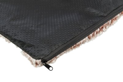 Zoom bild av liggmatta ulliknande pile dyna hunddyna hundbädd hundmatta värmereflekterande vit brun trixie soft edition