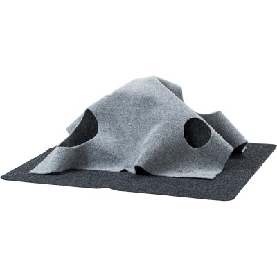 Zoom bild av kattleksak kattlekmatta lekmatta leksak katt katter tyg polyester äventyrsmatta aktivitetsmatta grå svart filt cat activity trix