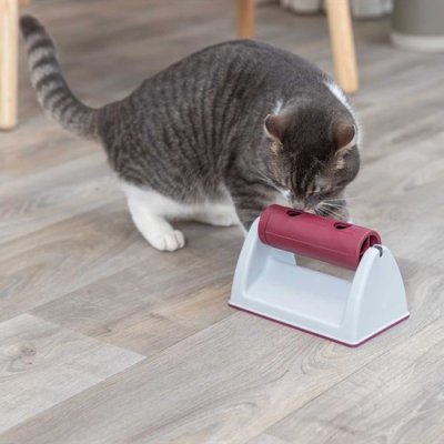 Zoom bild av aktiveringsleksak katt kattaktivering kattpussel godispussel kattspel godisspel snacks kattsnacks