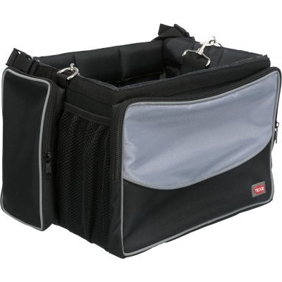 Zoom bild av Trixie Cykelkorg front, 41×26×26cm, svart grå, 6 kg transportbur liten hund katt cykelbur
