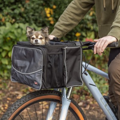 Zoom bild av Trixie Cykelkorg front, 41×26×26cm, svart grå, 6 kg transportbur liten hund katt cykelbur
