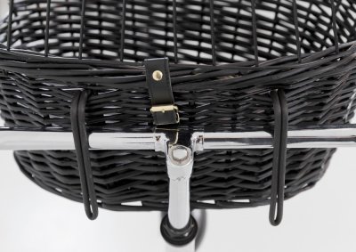 Zoom bild av Cykelkorg front, pil med galler, 50x41x35 cm, svart, 5kg