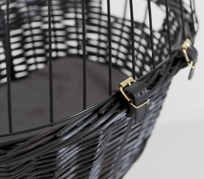 Zoom bild av Cykelkorg front, pil med galler, 50x41x35 cm, svart, 5kg