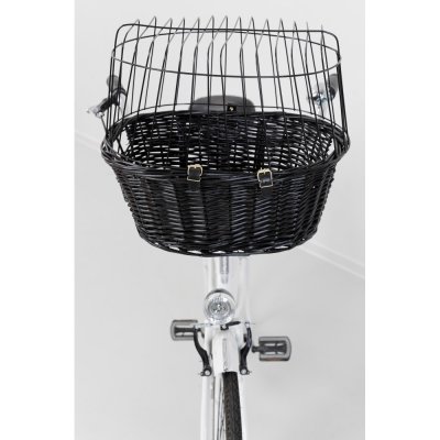 Zoom bild av Cykelkorg front, pil med galler, 50x41x35 cm, svart, 5kg