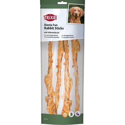 Zoom bild av Trixie Denta Fun kaninsticks, med kycklingbröst, 100 g hundtugg tugg kanin hundgodis naturligt