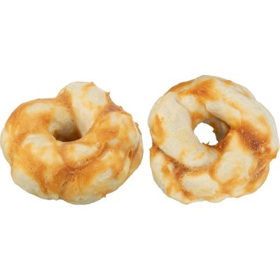 Zoom bild av denta fun hundtugg tuggpinnar tuggringar gott glutenfritt utan tillsatt socker naturligt kyckling kollagen hög smältbarhet ringa